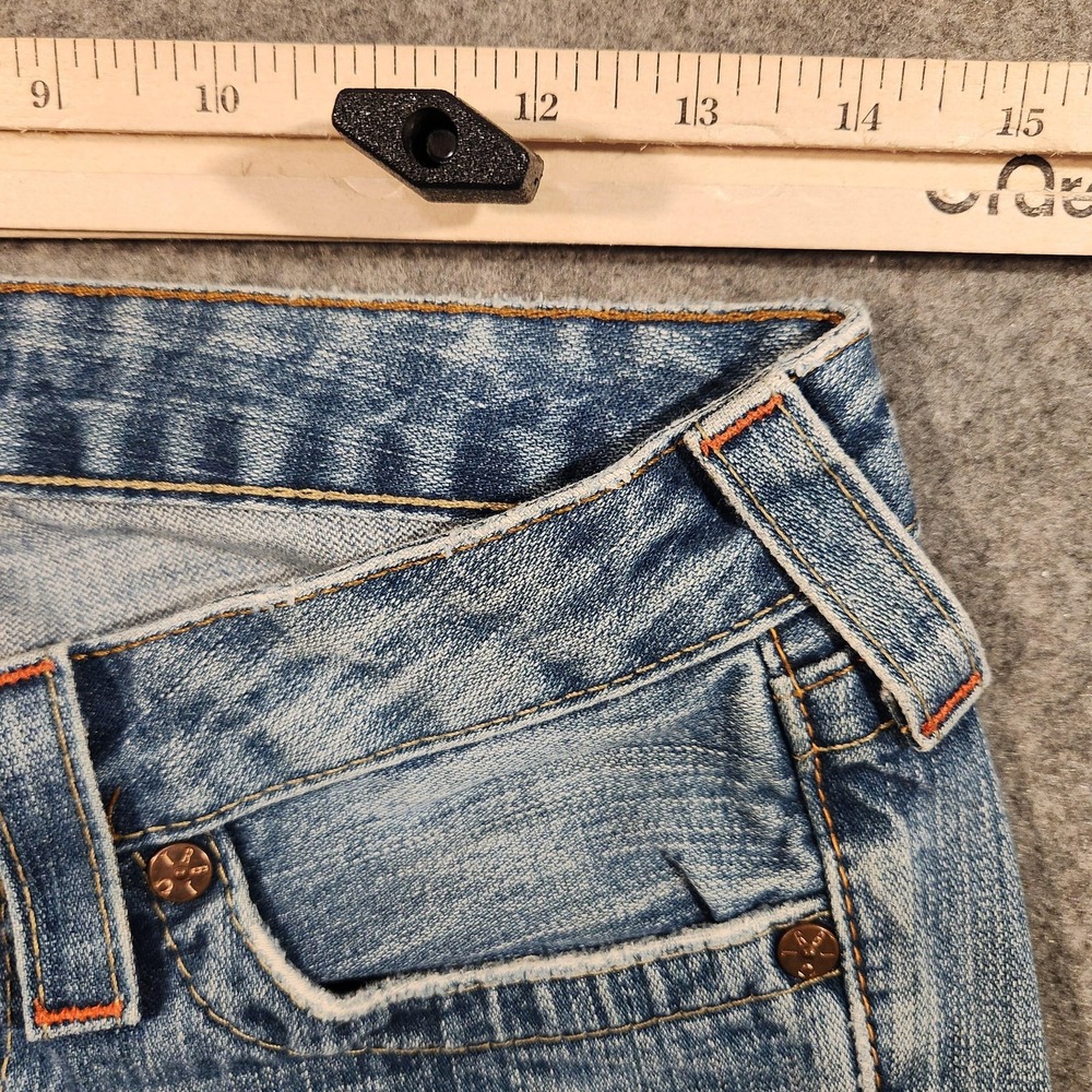 True Religion Jeans Womens 27 Blue Made in‎ USA Big Rig Distressed Y2K Vintage - Picture 7 of 12